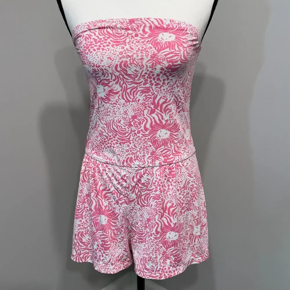 Lilly Pulitzer Women's Medium Strapless Romper‎ in Get Spotted Lion Resort Wear